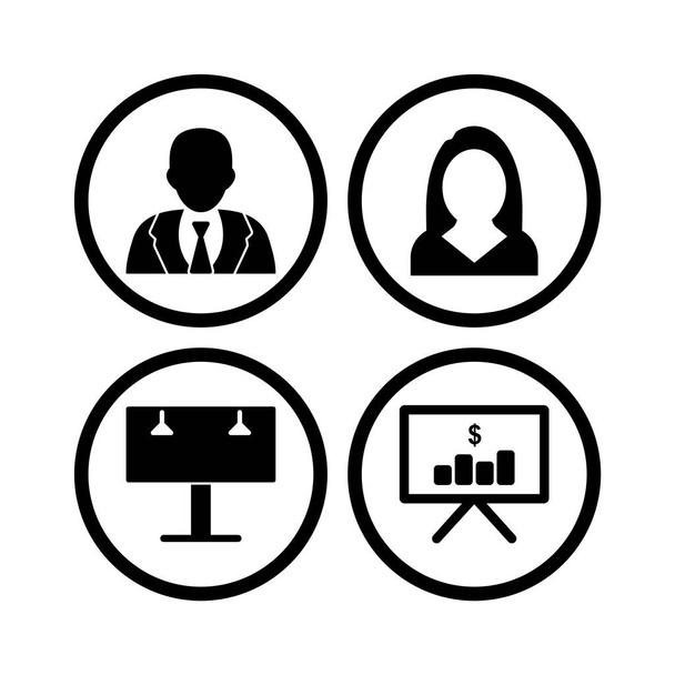 Set of 4 business ikonok fehér háttér vektor izolált elemek - Vektor, kép