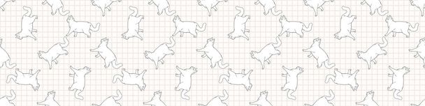 Aranyos rajzfilm monokróm brit gyorsírás macska zökkenőmentes vektor határ. Törzskönyv lineart cica tenyészt belföldi cica háttér. Macska szerető angol fajtiszta az egész nyomtatott. Macska EPS 10.  - Vektor, kép