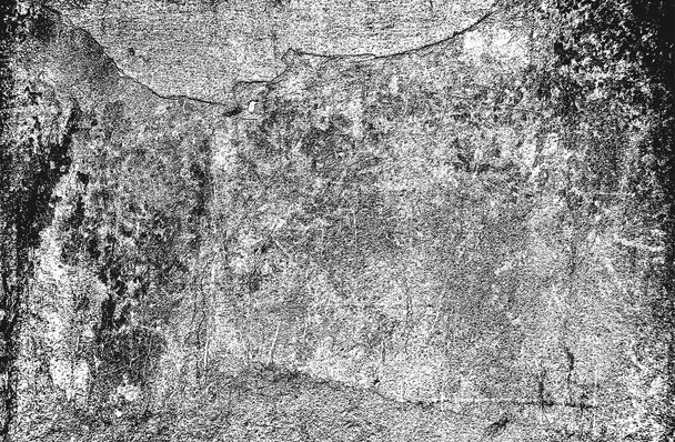 Distress old cracked concrete vector texture. EPS8 illustration. Black and white grunge background. Stone, asphalt, plaster, marble. - Vector, Image