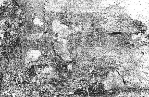 Distress old cracked concrete vector texture. EPS8 illustration. Black and white grunge background. Stone, asphalt, plaster, marble. - Vector, Image