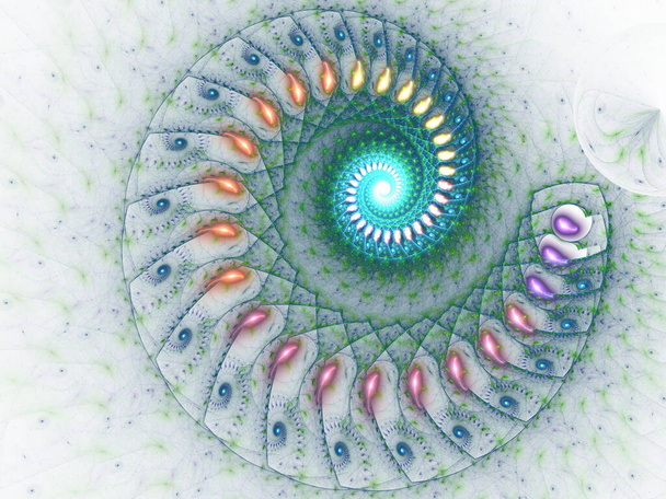 Multi couleur fractale spirale lignes effet pour la conception graphique créative, l'imagination et l'art. Motifs et formes fractaux abstraits. Formes naturelles dynamiques et spirales. Mystérieux modèle de relaxation psychédélique
. - Photo, image