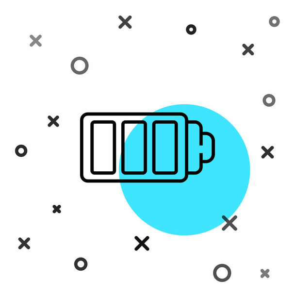 Black line Battery charge level indicator icon isolated on white background. Random dynamic shapes. Vector Illustration - Vector, Image