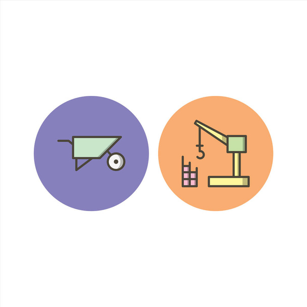 Set of 2 construction Icons on White Background Vector Isolated Elements... - Vector, Image