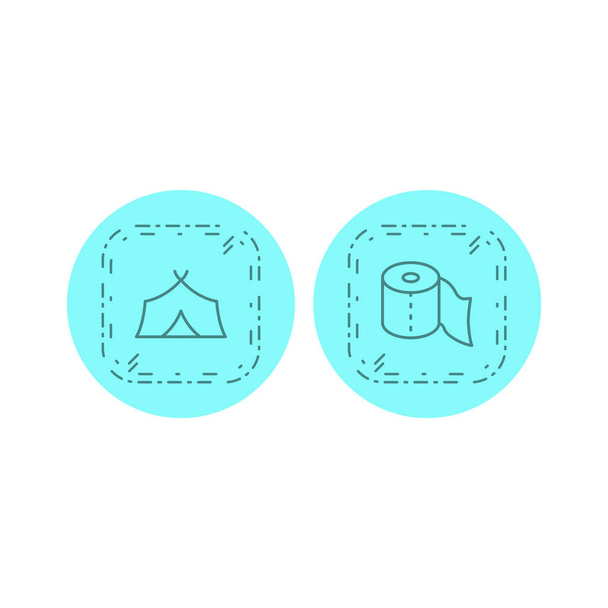 2 conjunto de ícones de acampamento isolado no fundo branco
... - Vetor, Imagem