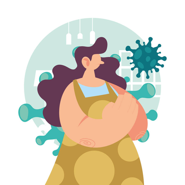 koronavírus-betegség tüneteit mutató nő - Vektor, kép