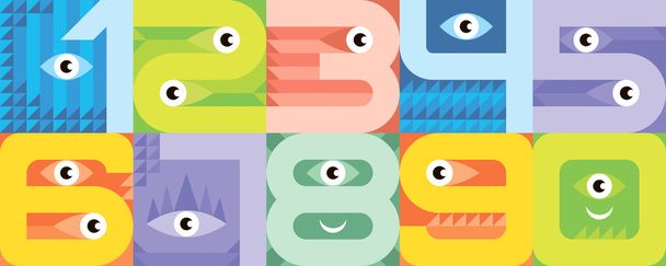 monster font numbers - Vector, Image