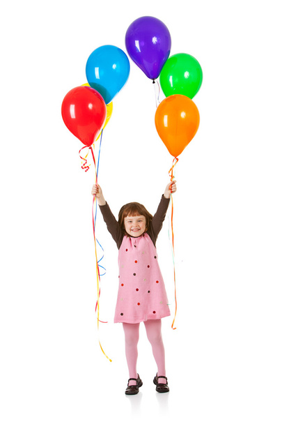 Balloons: Little Girl Holding Balloons - Zdjęcie, obraz