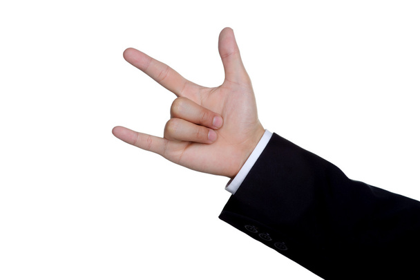 man hand sign in suit isolated - Foto, afbeelding