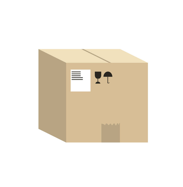 Papírová krabice izolovaná na bílém pozadí. Vektorová ilustrace v plochém stylu. Šetrné k životnímu prostředí - Vektor, obrázek