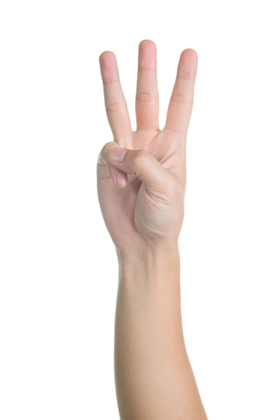 рука знак осанки номер три изолированы
 - Фото, изображение