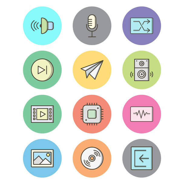 Icon set of multimedia for personal and commmercial use... - Vector, Image
