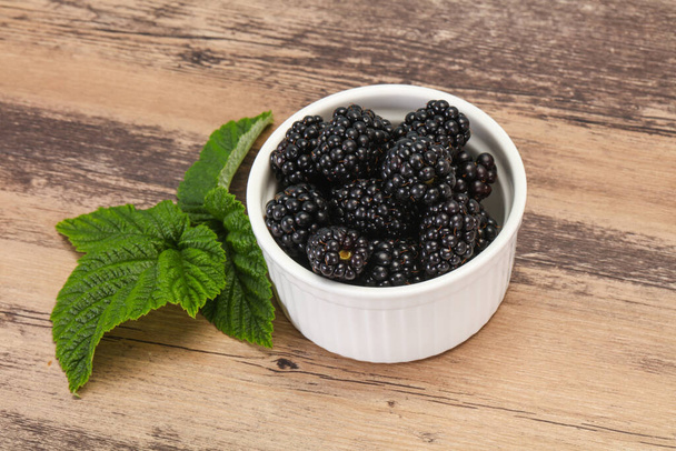 Sweet tasty ripe Blackberry heap with leaf - Photo, Image