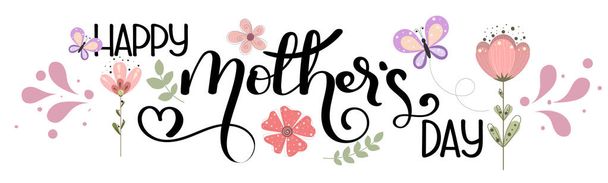 Carte de vœux de la fête des mères. Célébration Bonne fête des mères vecteur de calligraphie avec des fleurs et des cœurs d'amour. Carte de vœux vecteur la meilleure maman. Illustration Fête des mères
 - Vecteur, image