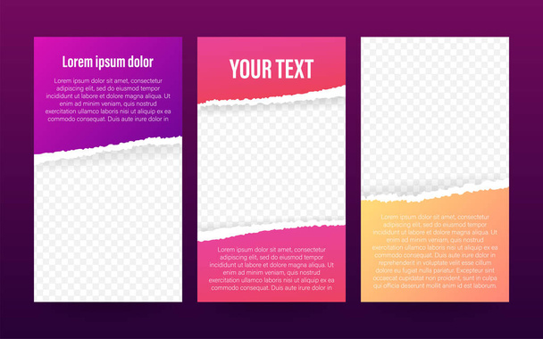 Stories template for social media with colored torn paper editable on transparent background. Vector stock illustration. - Vektor, kép