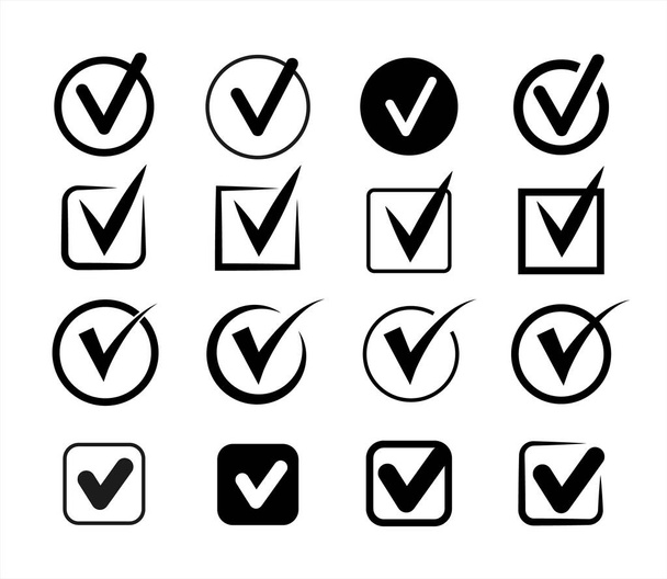 Vector black checkmarks. Set of check mark icons. Approved icons. - Vector, Image