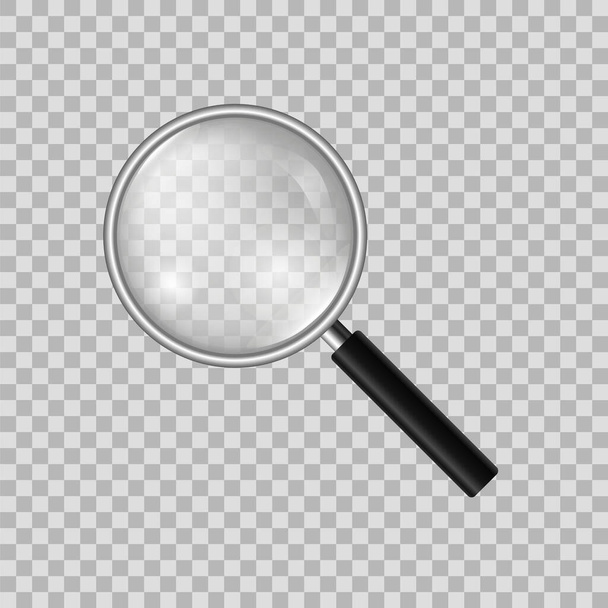 Realistic magnifier on a transparent background. Model of a magnifying glass. - Vector, Image