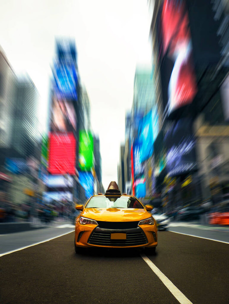 Taxi amarillo de Nueva York conduce por Times Square Manhattan Motion Blur Turismo glamuroso
 - Foto, Imagen