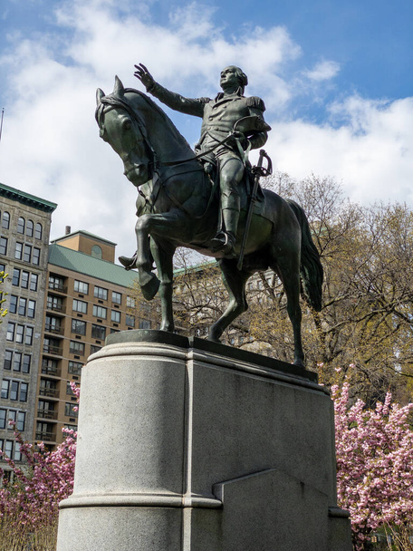 Equestrian statue of General George Washington along the south side of Union Square in New York City. - Photo, Image