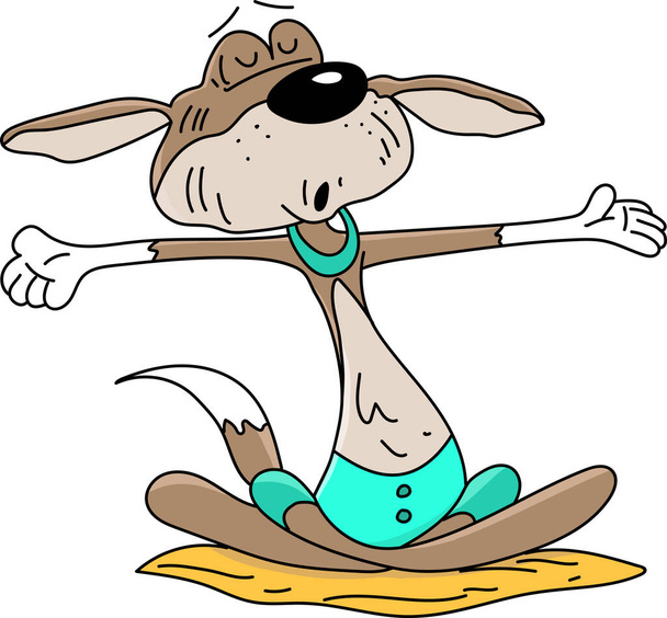 Cane del fumetto seduto in una posizione di loto facendo yoga vettoriale illustrazione
 - Vettoriali, immagini