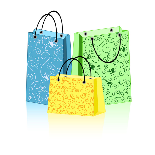 Shopping bags with ornament - Vector, Image