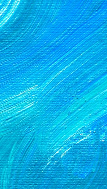 Blue Hand gezeichnete Acrylmalerei. Abstrakte Kunst Hintergrund, Textur. Fragment eines Kunstwerks. Pinselstriche von Farbe. Zeitgenössische Kunst. - Foto, Bild