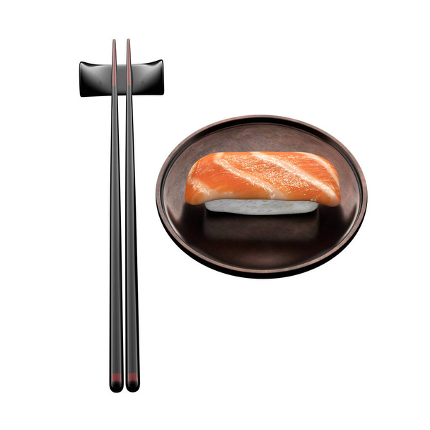 The 3d rendering of Sushi roll japanese food in dish - Foto, Imagem