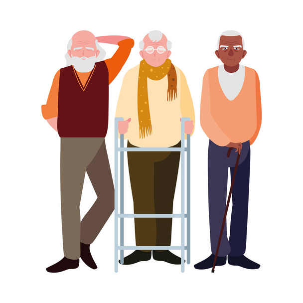 happy elderly men sharing at home - Vector, Image