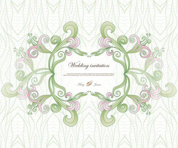 Floral ornamental decorative frame with pink flowers - Vector, Image