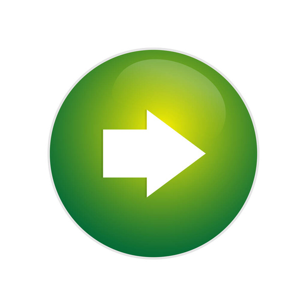 Next Button. Green glossy button with right arrow sign. next green circle web glossy icon. - Photo, Image