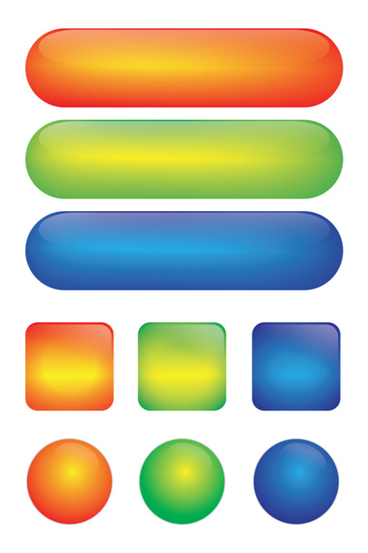 Bottoni lucidi in bianco per icona. Set di icone web colorate. bottone quadrato, bolle web. rosso, verde, blu
. - Foto, immagini