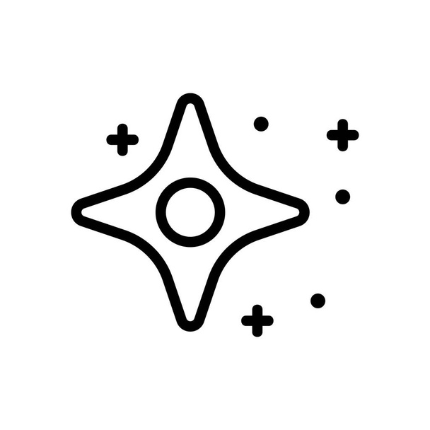 twinkelende vierpuntige ster met cirkel in icoon vector. twinkelende vierpuntige ster met cirkel binnenin teken. geïsoleerde contoursymbool illustratie - Vector, afbeelding