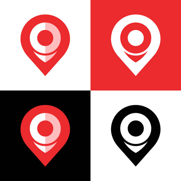 Ongebruikelijke navigatie wijzer logo template, locatie pin icoon - Vector - Vector, afbeelding