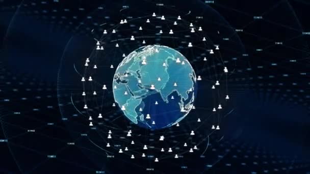 テクノロジーネットワークデータ接続、デジタルデータネットワーク、サイバーセキュリティコンセプト。NASAが整備した地球の元素. - 映像、動画