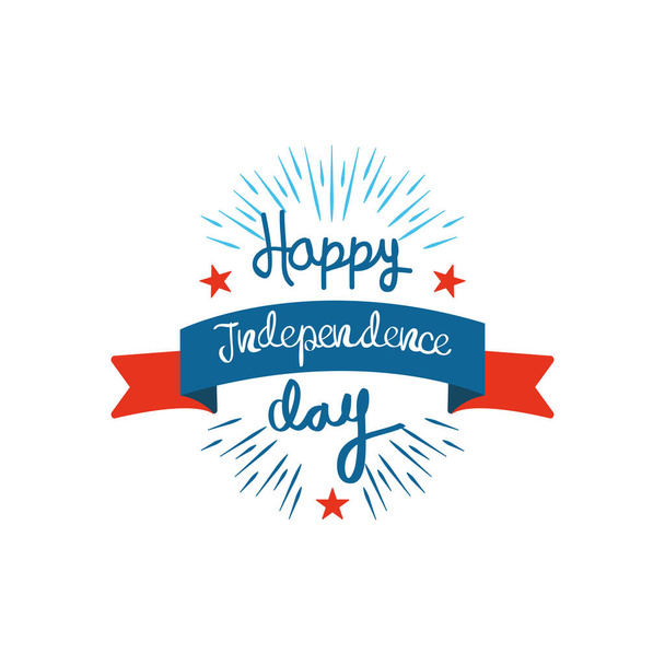 4 de juillet concept, heureux jour de l'indépendance avec ruban décoratif et étoiles, style plat
 - Vecteur, image