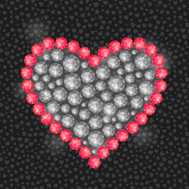 Heart Composed of Diamond Gem Stones - Vector, imagen