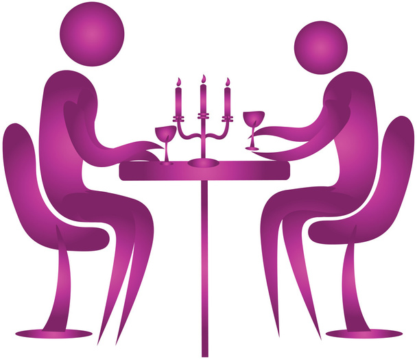 Candle light dinner - Vector, Image