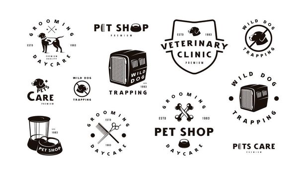 Set di etichette per la cura degli animali domestici. Isolato su sfondo bianco
 - Vettoriali, immagini