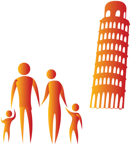 Family - Leaning tower of Pisa - Vector, Image