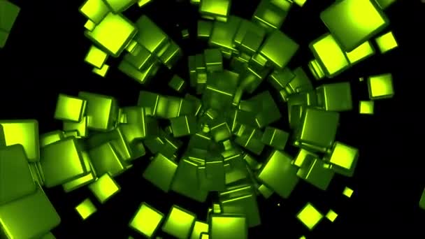Radial rotation of many cubes, computer generated. 3d rendering technological background - Footage, Video