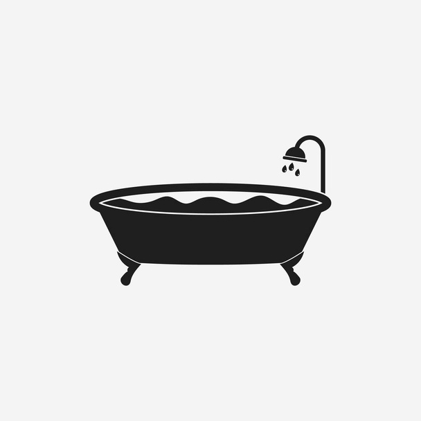 Icono de bañera simple con signo de ducha. Ilustración de Símbolo de Vector EPS Editable
. - Vector, imagen