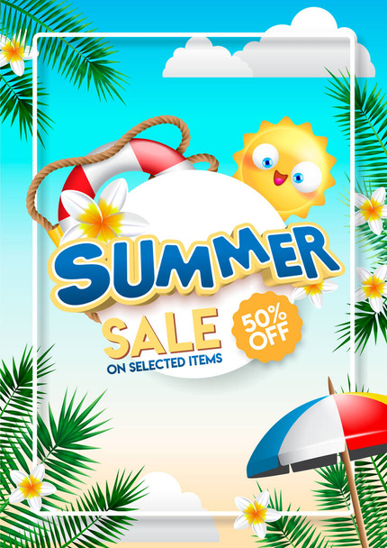Summer sale banner template vector illustration - Vector, Image