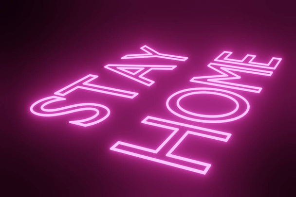 Stay at Home Segni luminosi al neon Stile messaggio di testo Simbolo rendering 3d
 - Foto, immagini