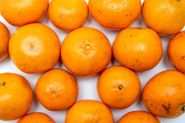 Ripe tangerines isolated on a white background. Ripe citrus fruits. - Photo, Image