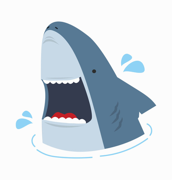 Cute shark with open mouth vector illustration - Vektör, Görsel