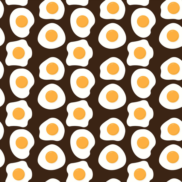 Seamless pattern made of illustrated fried eggs, sunny side up - Vector, Image