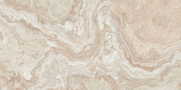 Beige marble pattern with curly white and orange veins. Abstract texture and background. Soft colored 2D illustration - Photo, Image