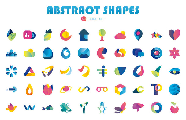 50 Abstrakte Formen Farbverlauf Stil-Symbol-Set-Vektor-Design - Vektor, Bild