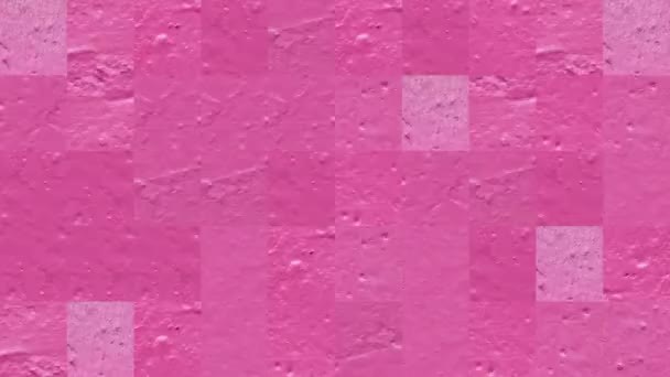 Abstract video van mozaïektexturen uit fragmenten van een cementwand in roze verf. Achtergrond ontwerp. Achtergrondinformatie. Behang. - Video
