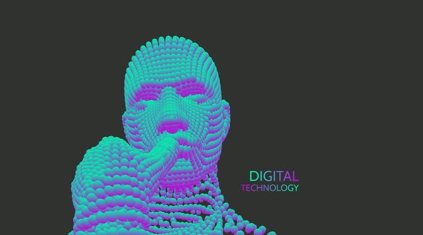 Man is thinking. Artificial intelligence concept. Digital technology background. Vector illustration. - Wektor, obraz