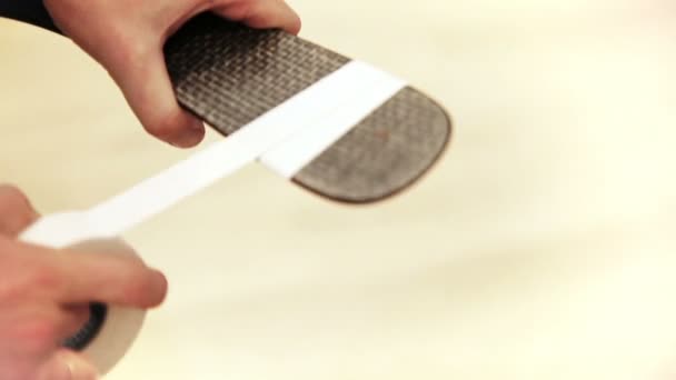 buz hokeyi oyuncusu teyp bir Hokey sopası bıçak - Video, Çekim
